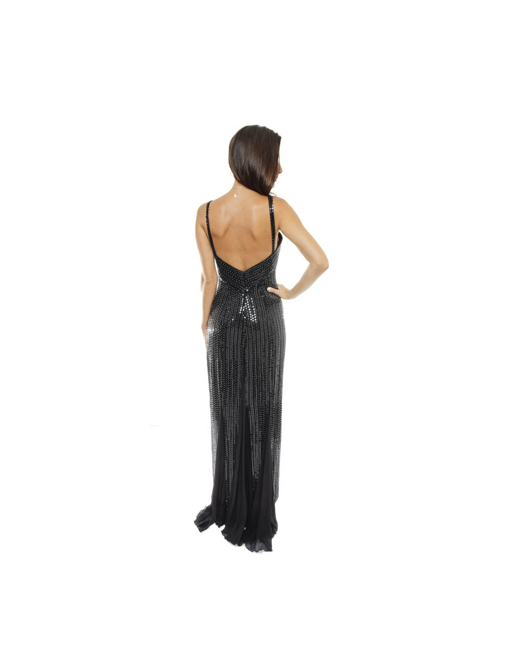 ALMA Couture T 42IT/38 FR evening gown in black sequined silk