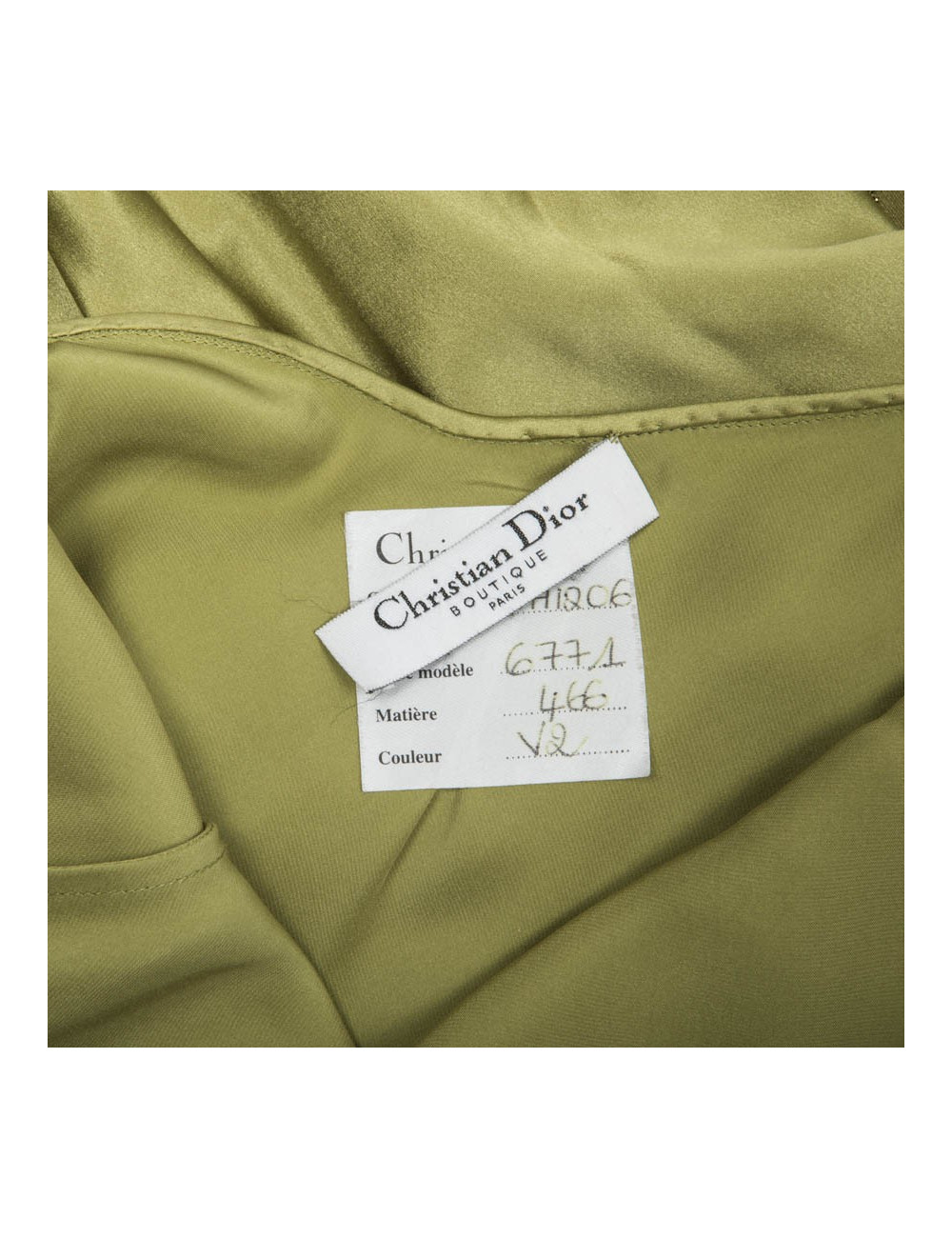 CHRISTIAN DIOR evening gown in green silk and embroidery size 36EU