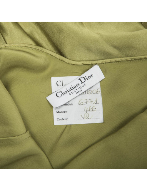 CHRISTIAN DIOR evening gown in green silk and embroidery size 36EU
