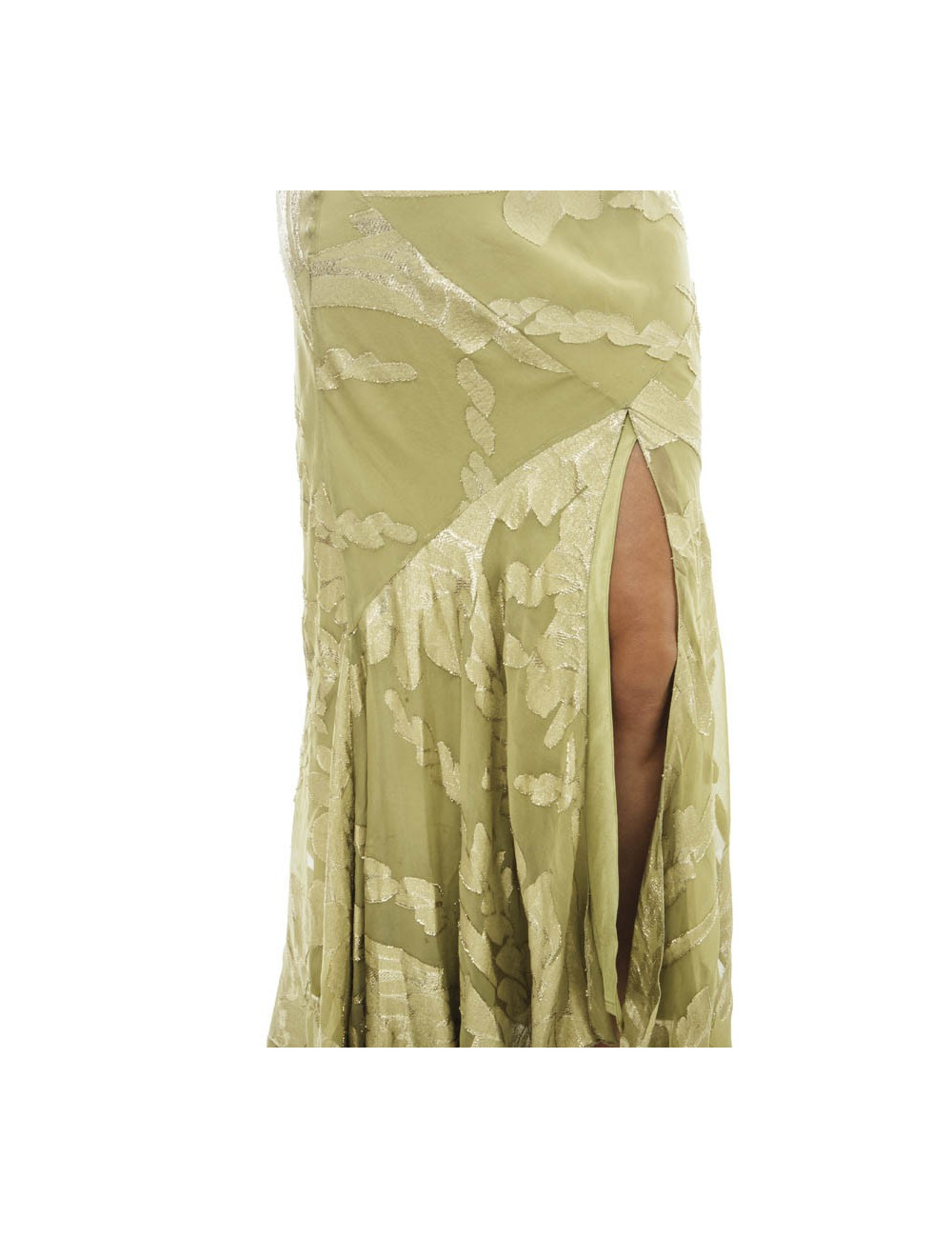 CHRISTIAN DIOR evening gown in green silk and embroidery size 36EU