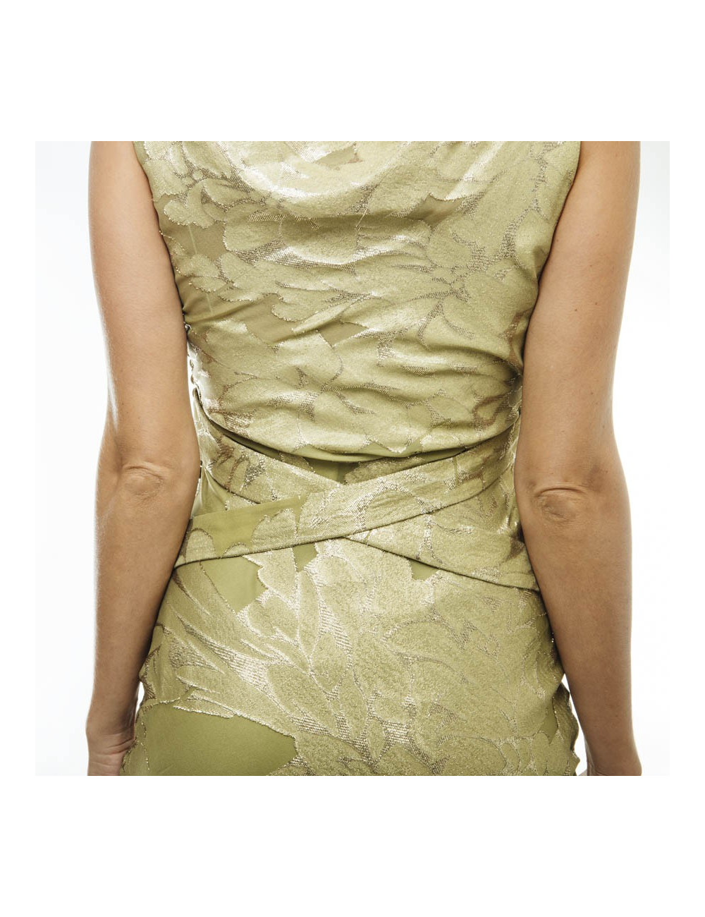 CHRISTIAN DIOR evening gown in green silk and embroidery size 36EU