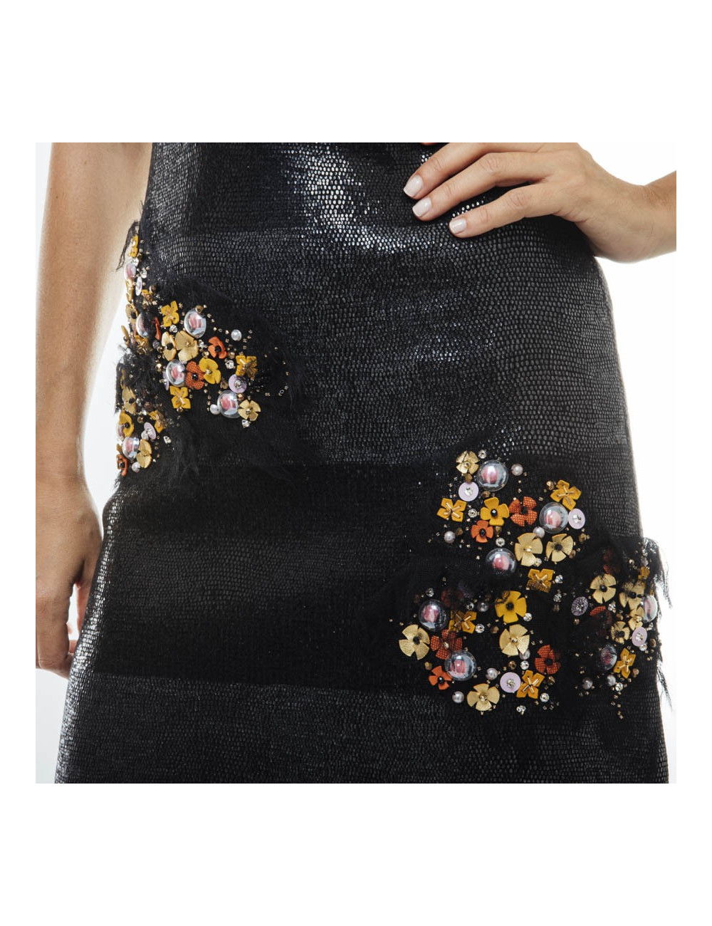 Chanel 'Paris Monaco' collection black embroidered dress in wool and silk Size 36FR