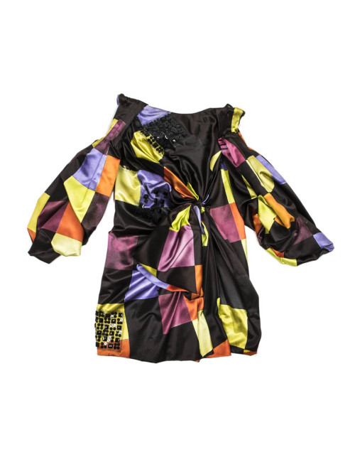 Robe Couture CHRISTIAN LACROIX satin multicolore T36
