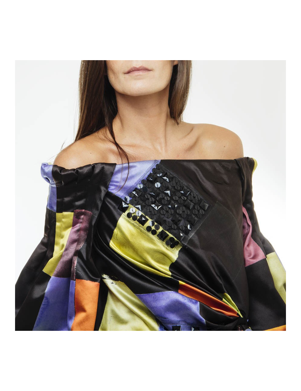 Robe Couture CHRISTIAN LACROIX satin multicolore T36