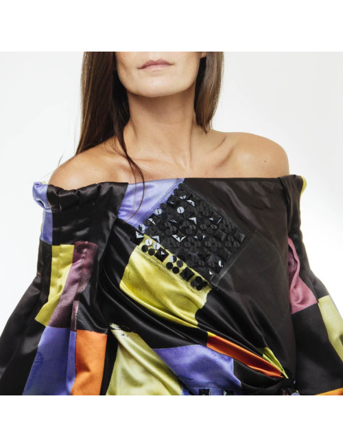 Robe Couture CHRISTIAN LACROIX satin multicolore T36