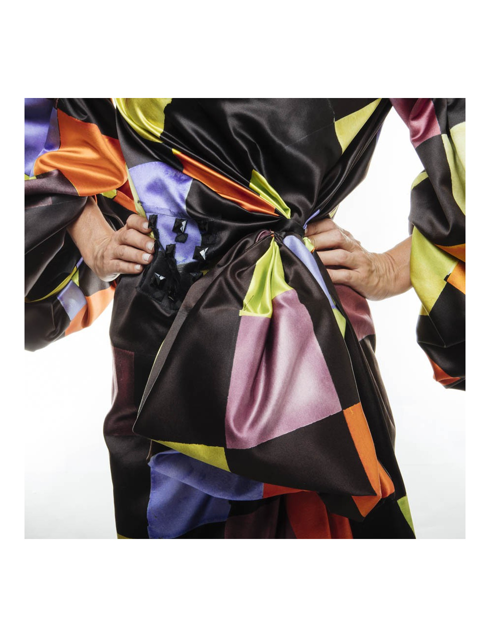 CHRISTIAN LACROIX couture dress in multicolored satins size36