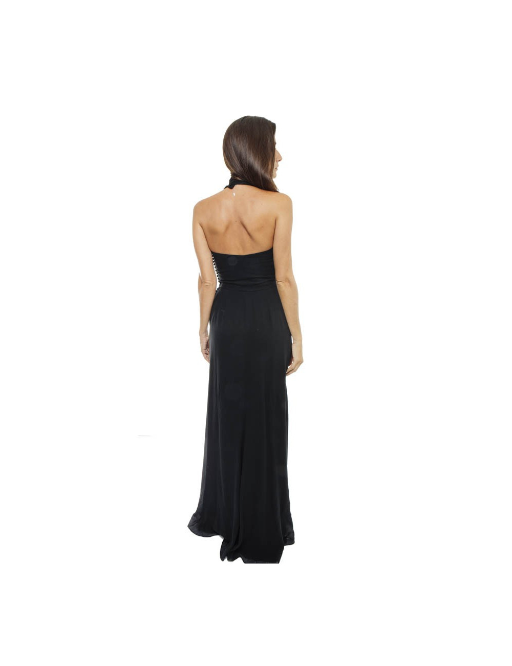 CHRISTIAN DIOR by John Galliano long dress in black silk size 36fr