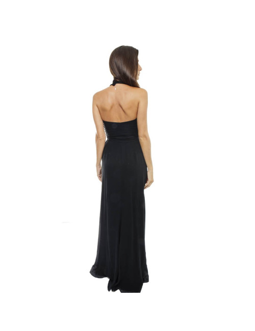 CHRISTIAN DIOR by John Galliano long dress in black silk size 36fr