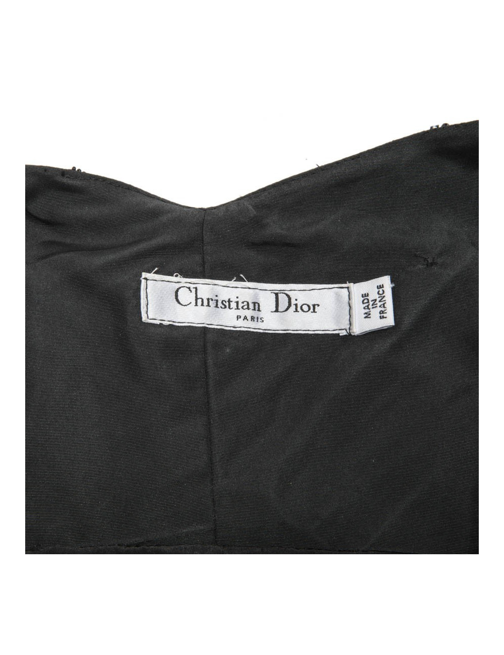 Robe CHRISTIAN DIOR T 42 en soie noire et perles
