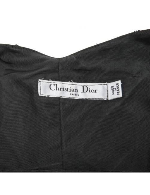 Robe CHRISTIAN DIOR T 42 en soie noire et perles