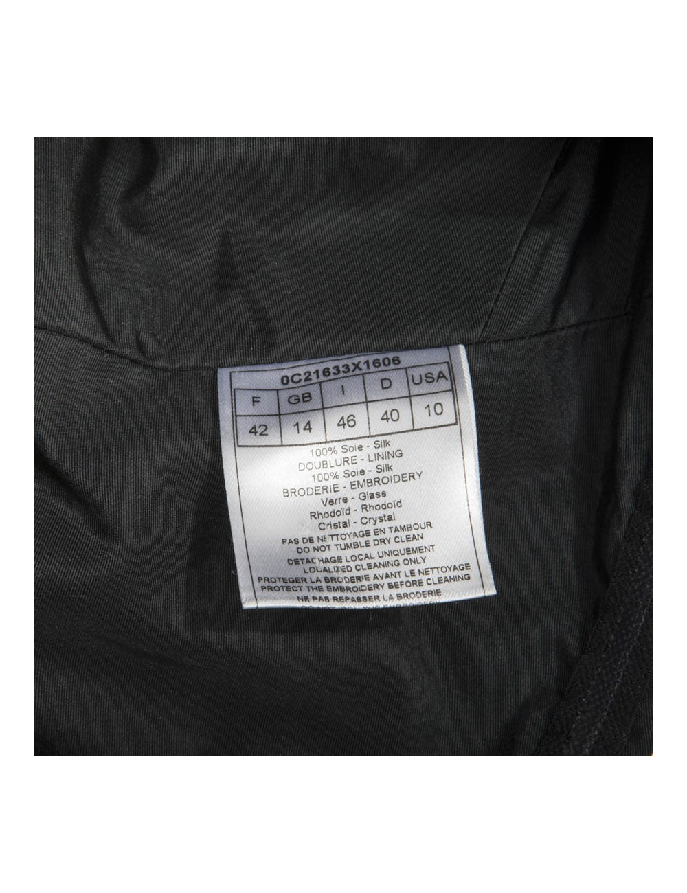 CHRISTIAN DIOR T 42 FR cocktail dress in black finely ribbed silk and black pearls