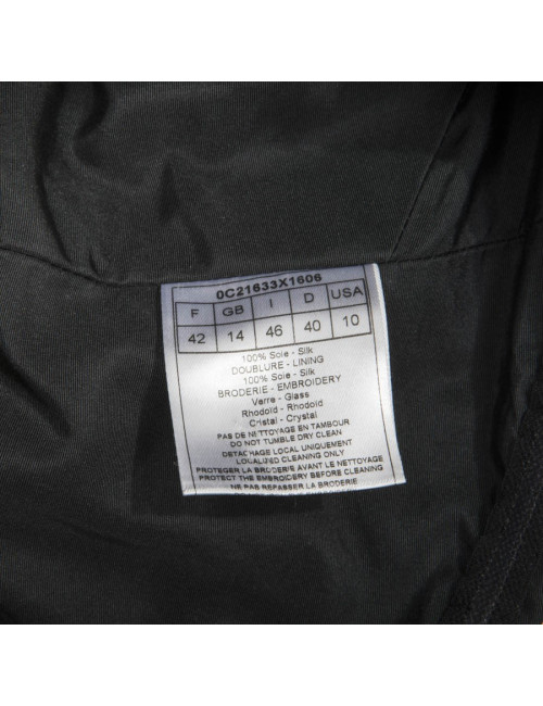 Robe CHRISTIAN DIOR T 42 en soie noire et perles