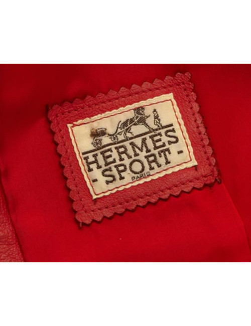 Gilet HERMES sport T40fr cuir rouge et crème vintage