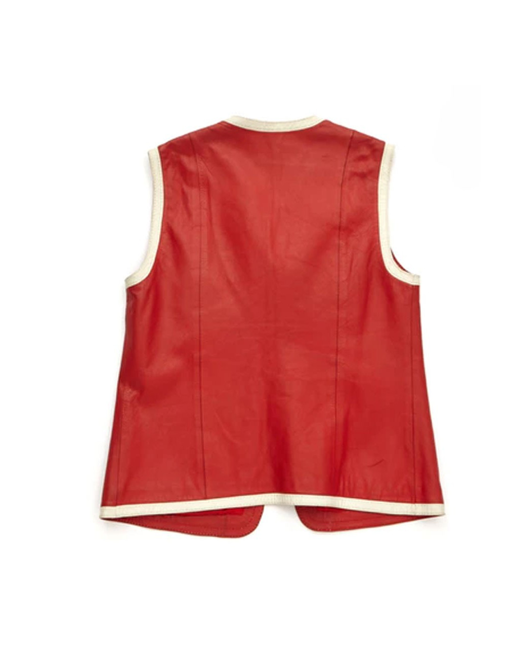 Gilet HERMES sport T40fr cuir rouge et crème vintage