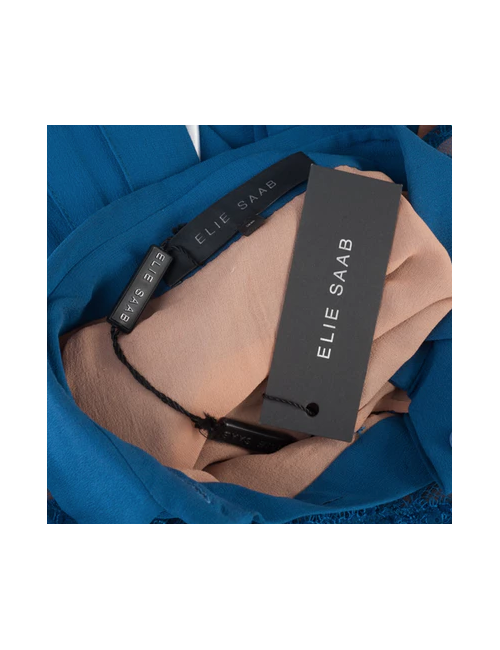 ELIE SAAB evening dress in blue silk size 38FR