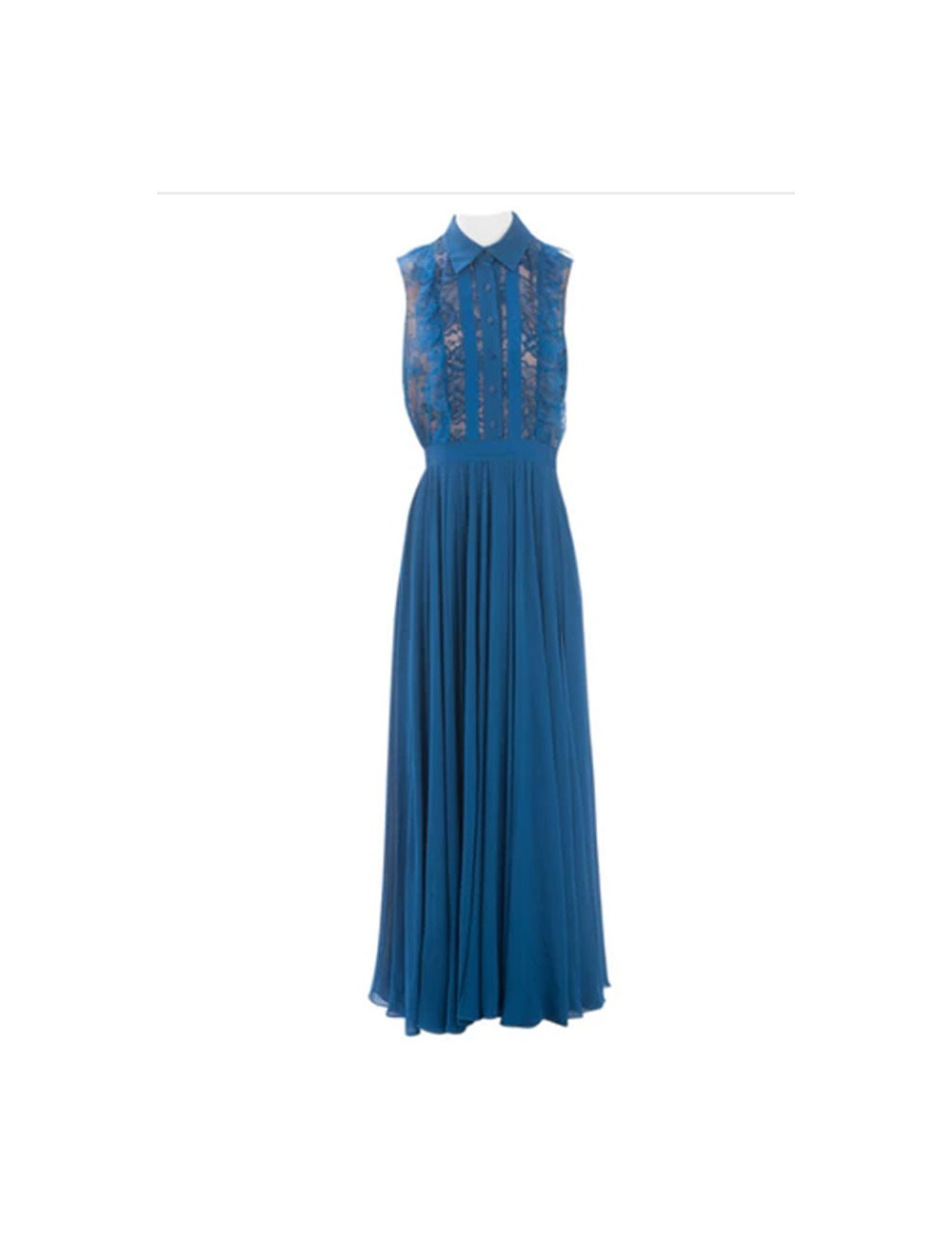 ELIE SAAB evening dress in blue silk size 38FR