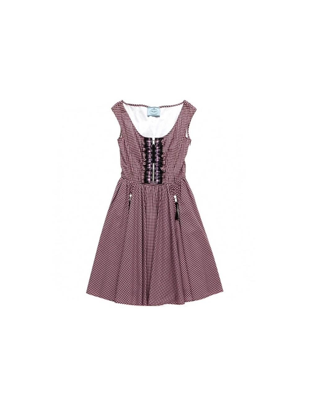 Robe PRADA T 42 à carreaux rose et noir