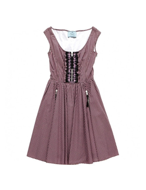 Robe PRADA T 42 à carreaux rose et noir