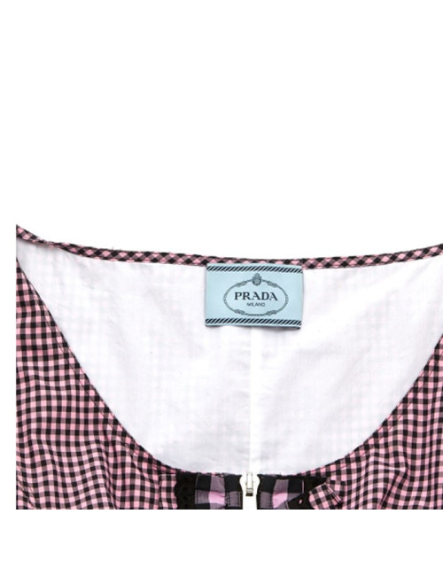 Robe PRADA T 42IT  à carreaux rose et noir