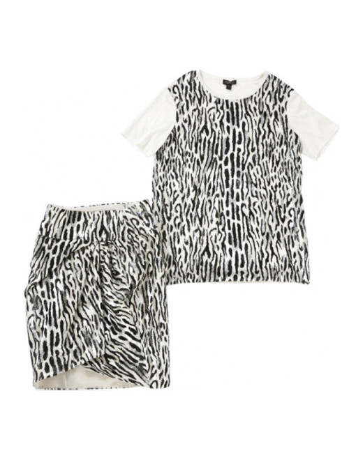 Ensemble GIAMBATISTA VALLI en soie noir et blanc XS