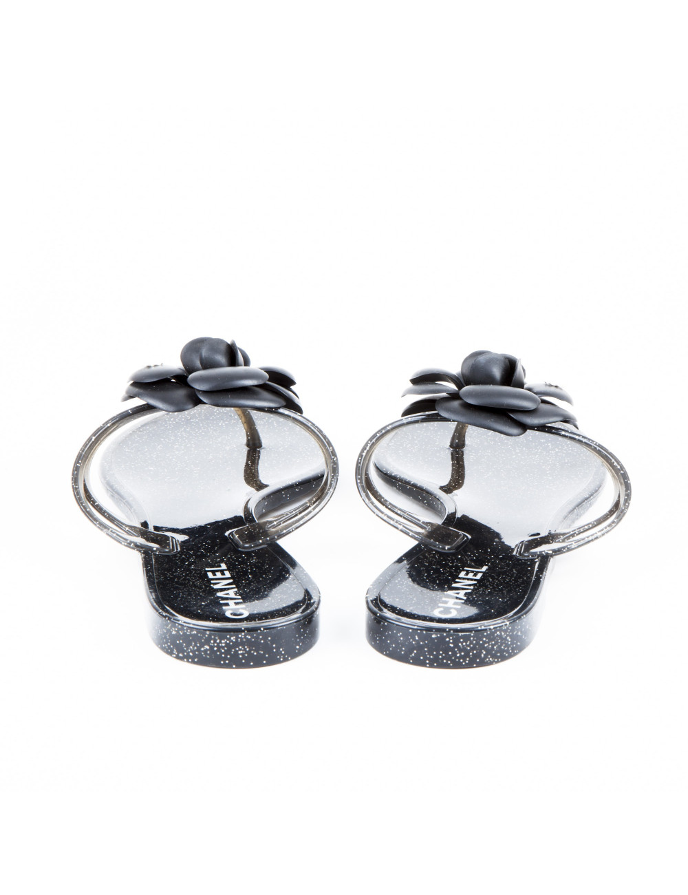 Sandales CHANEL T 40 gris et paillettes