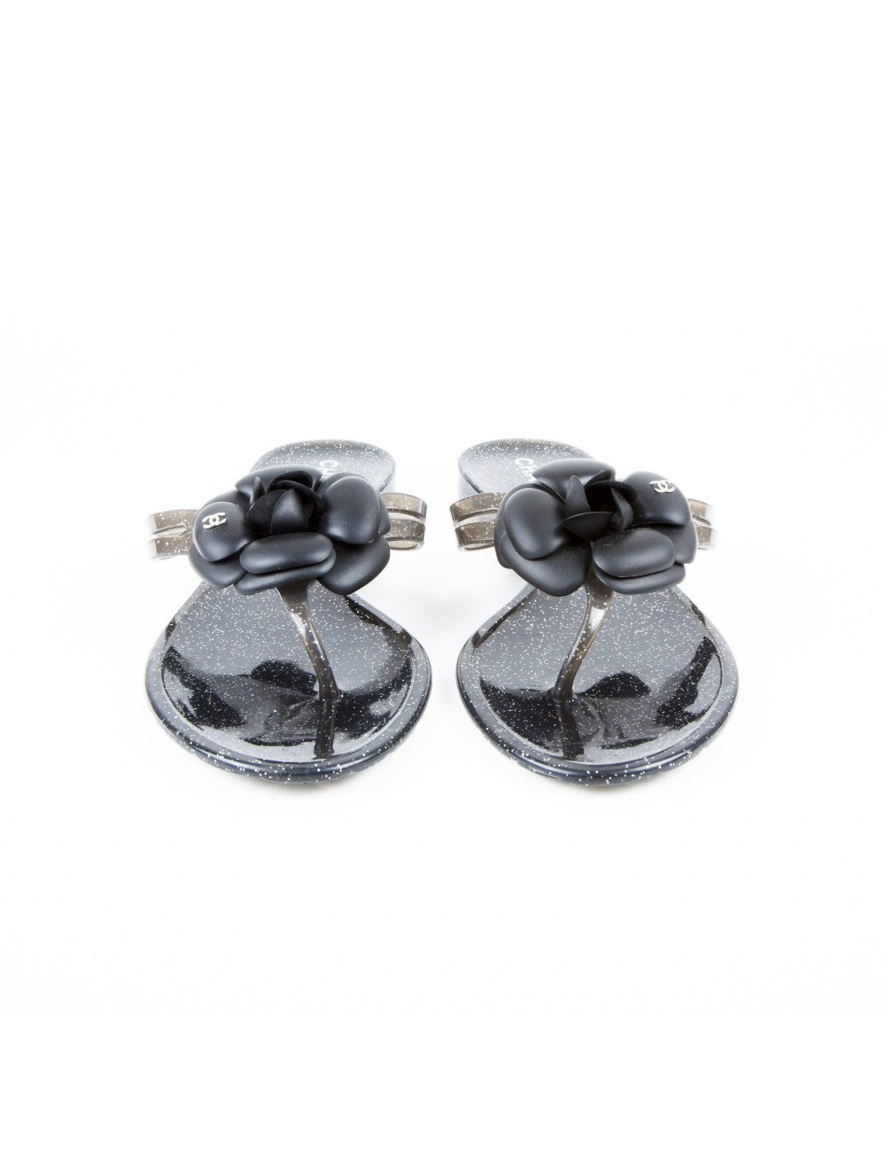 Sandales CHANEL T 40 gris et paillettes