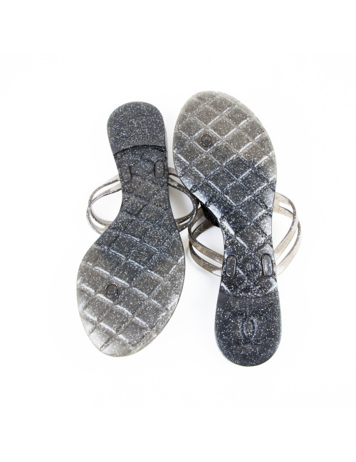 Sandales CHANEL T 40 gris et paillettes