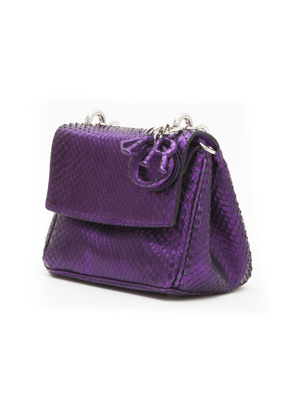 CHRISTIAN DIOR double flap bag in metallic purple python leather
