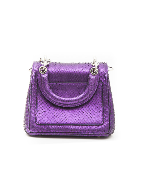 CHRISTIAN DIOR double flap bag in metallic purple python leather