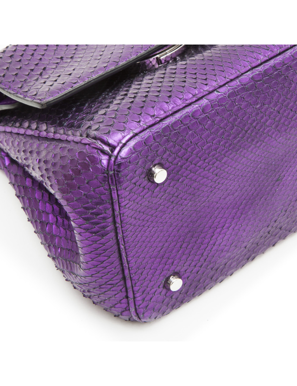 CHRISTIAN DIOR double flap bag in metallic purple python leather