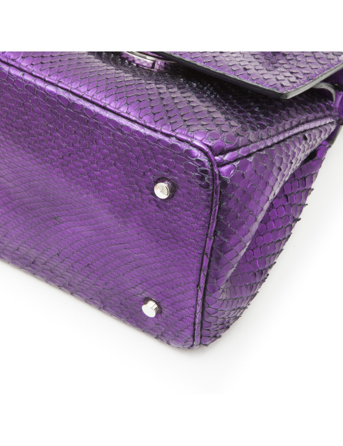 CHRISTIAN DIOR double flap bag in metallic purple python leather
