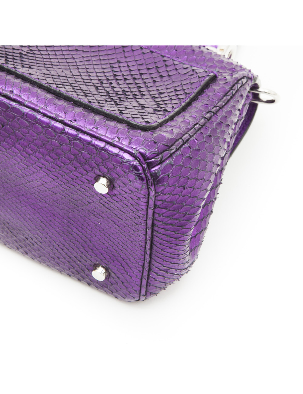 CHRISTIAN DIOR double flap bag in metallic purple python leather