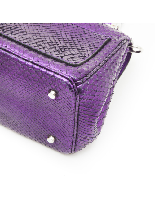 CHRISTIAN DIOR double flap bag in metallic purple python leather