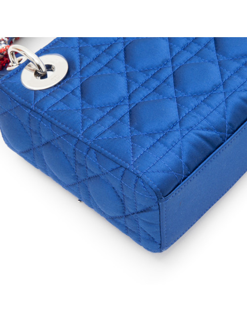 Sac Lady D CHRISTIAN DIOR bleu et perles sur les anses