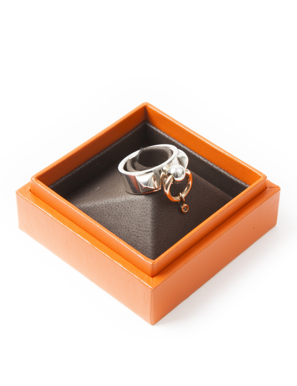 HERMES ring Collier de Chien in gold, sterling silver and diamond