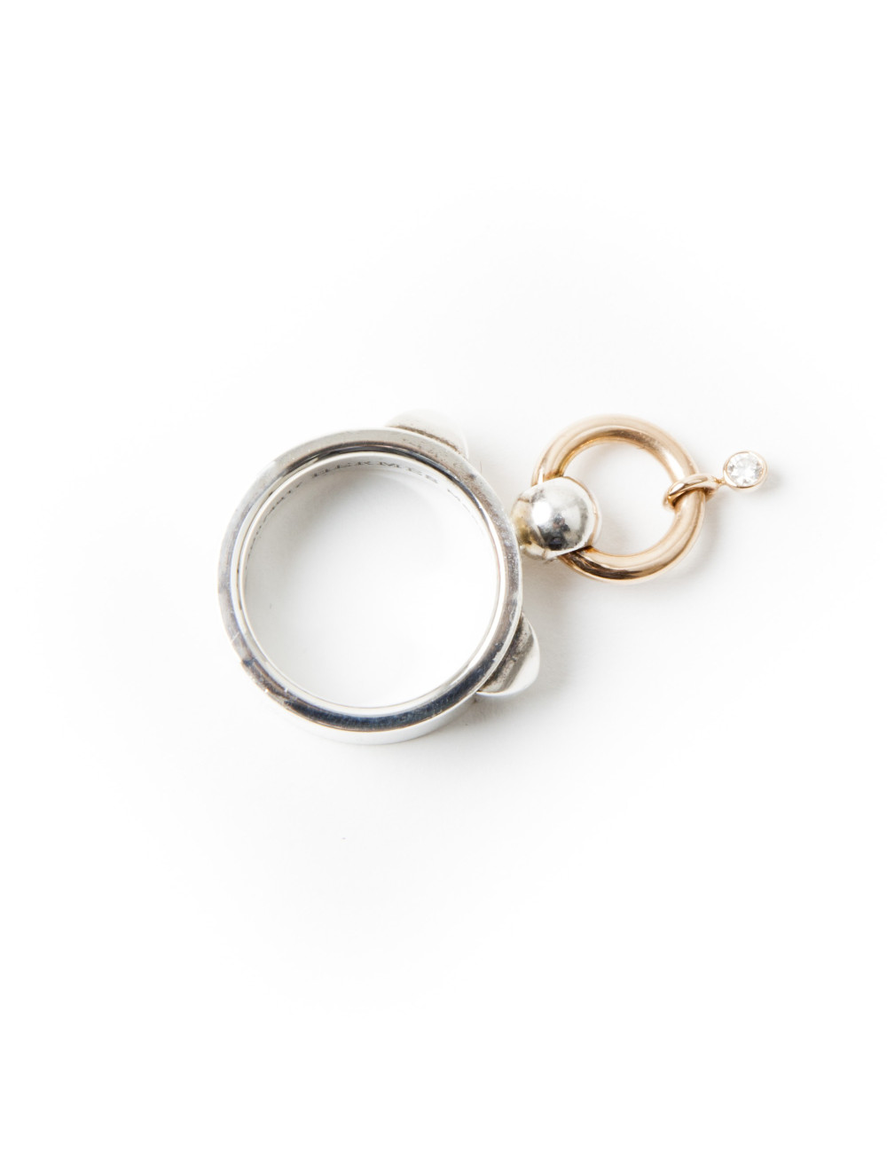Bague CDC  HERMES T 54 en argent or et diamant