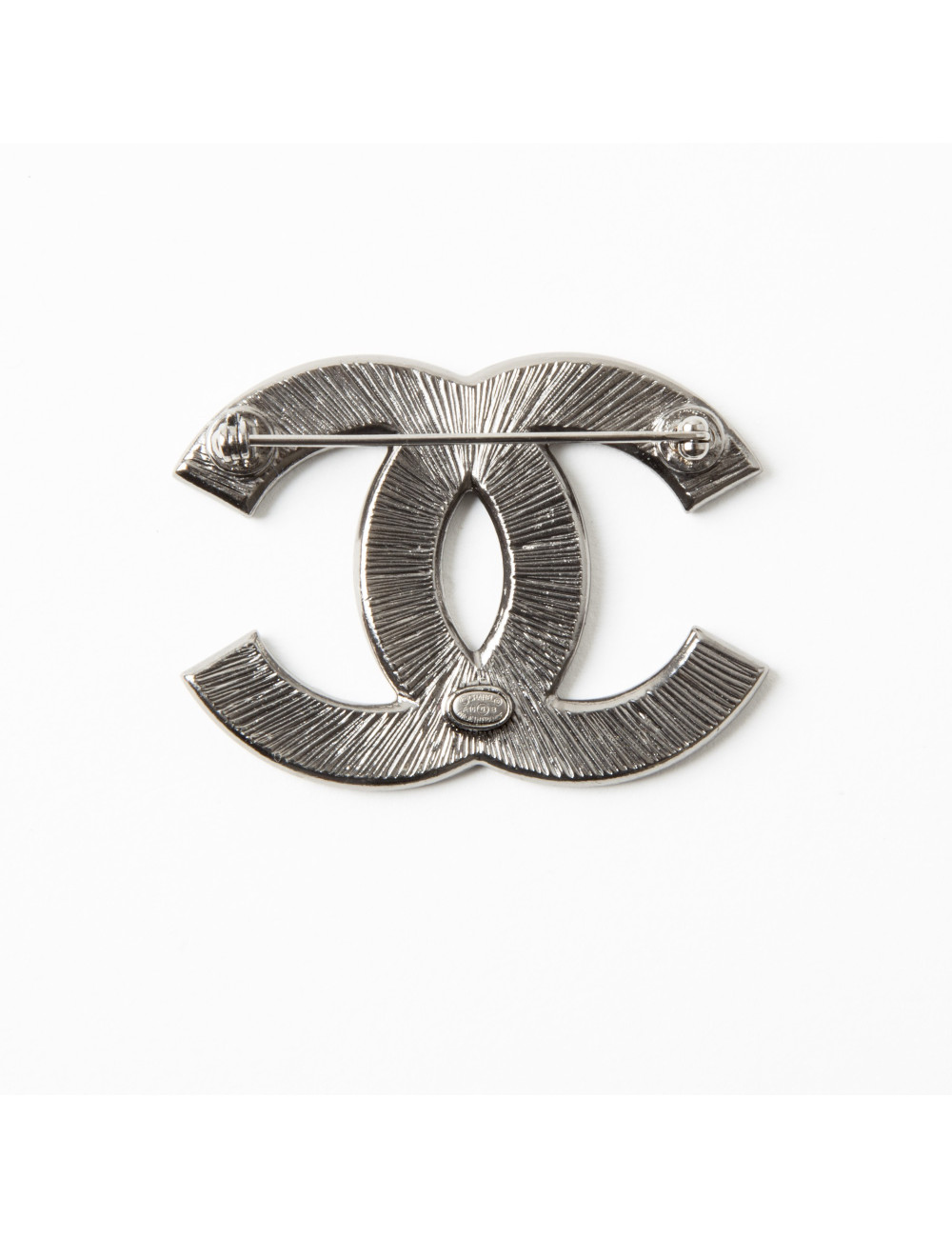 Broche CHANEL bicolore gris et beige