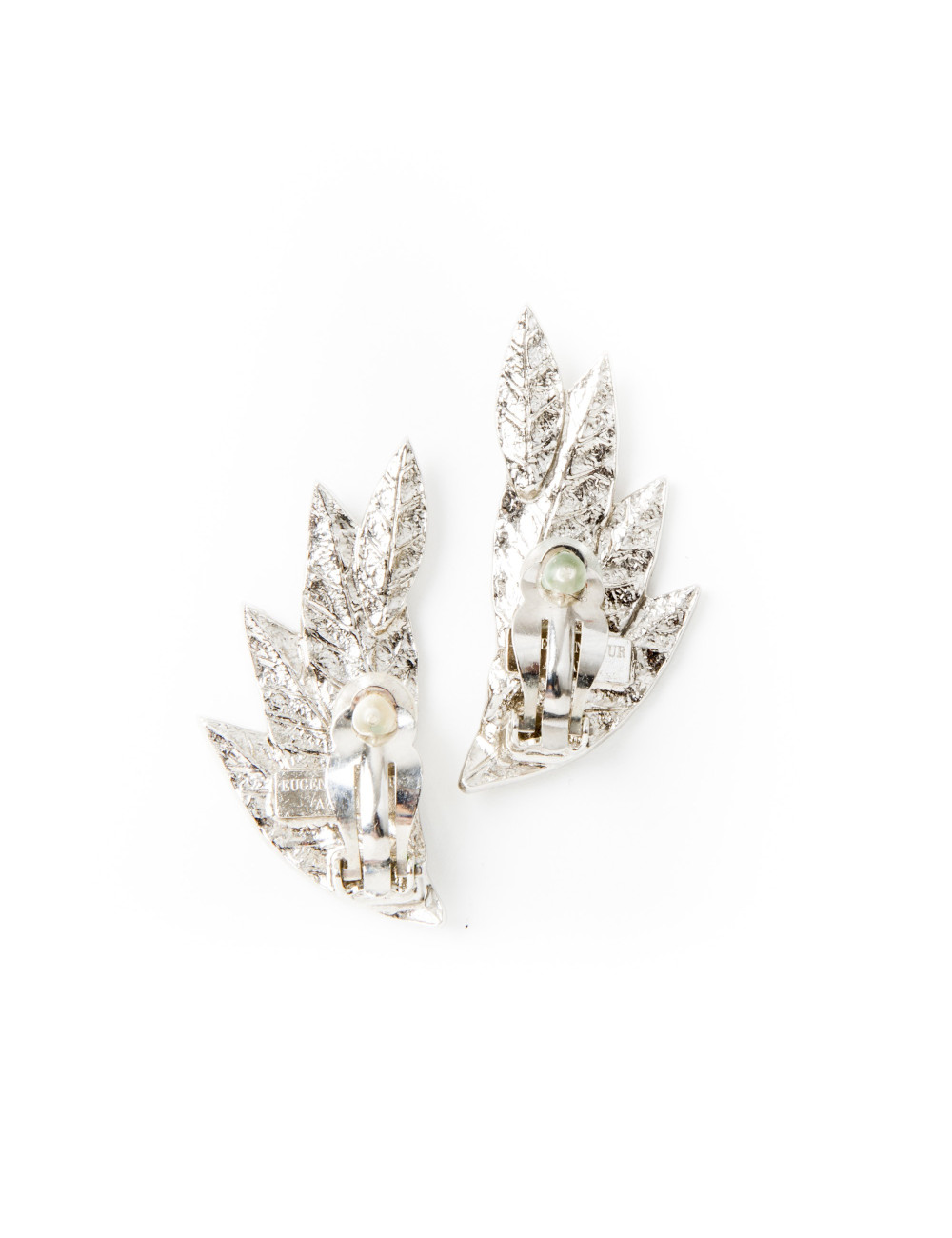 Boucles d'oreille clips AZZARO décor de feuilles pavées de strass