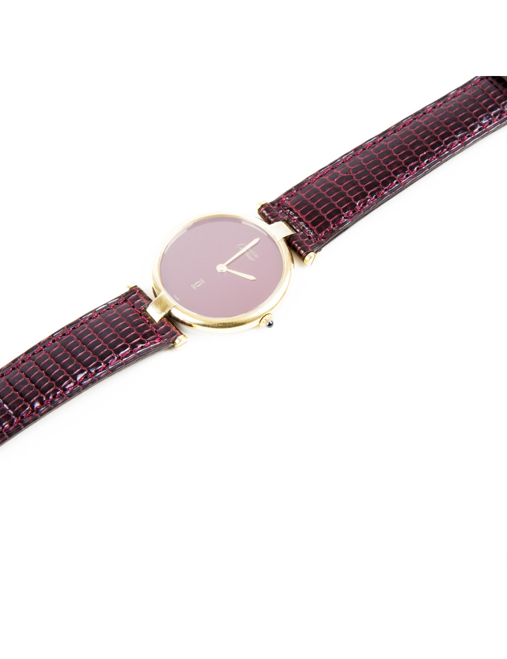 CARTIER 'Must' watch with a burgundy leather strap