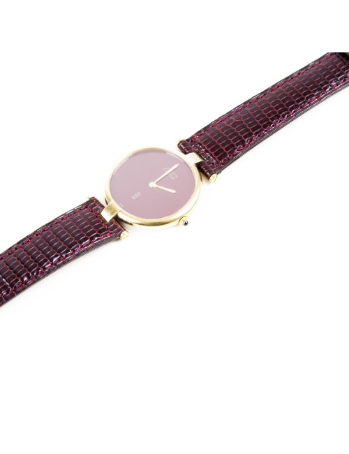 CARTIER 'Must' watch with a burgundy leather strap