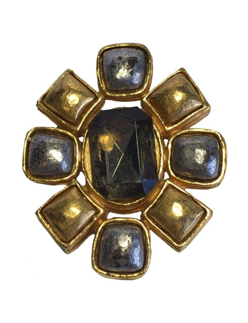 CHANEL vintage brooch in gilded and silver metal