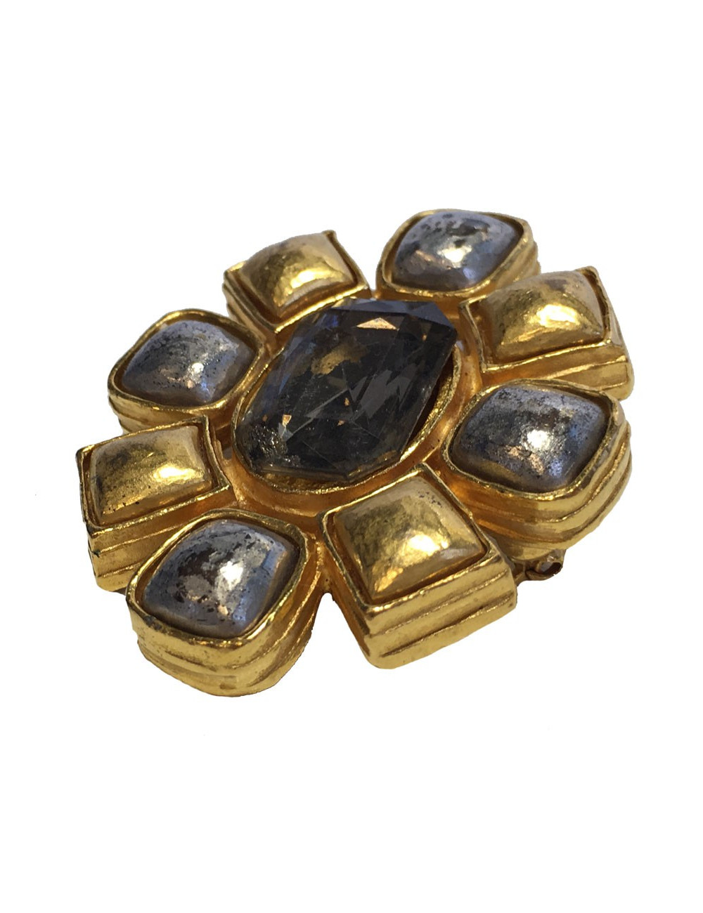 CHANEL vintage brooch in gilded and silver metal