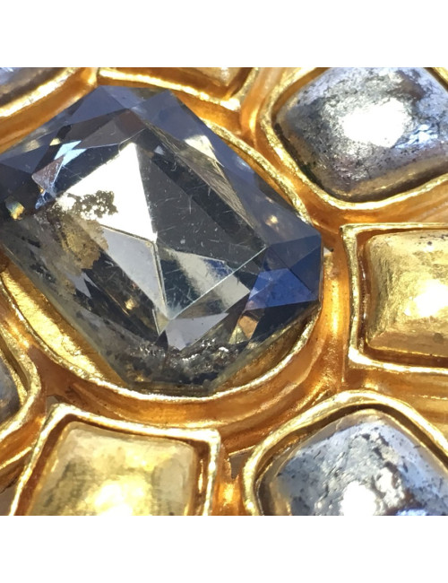 CHANEL vintage brooch in gilded and silver metal