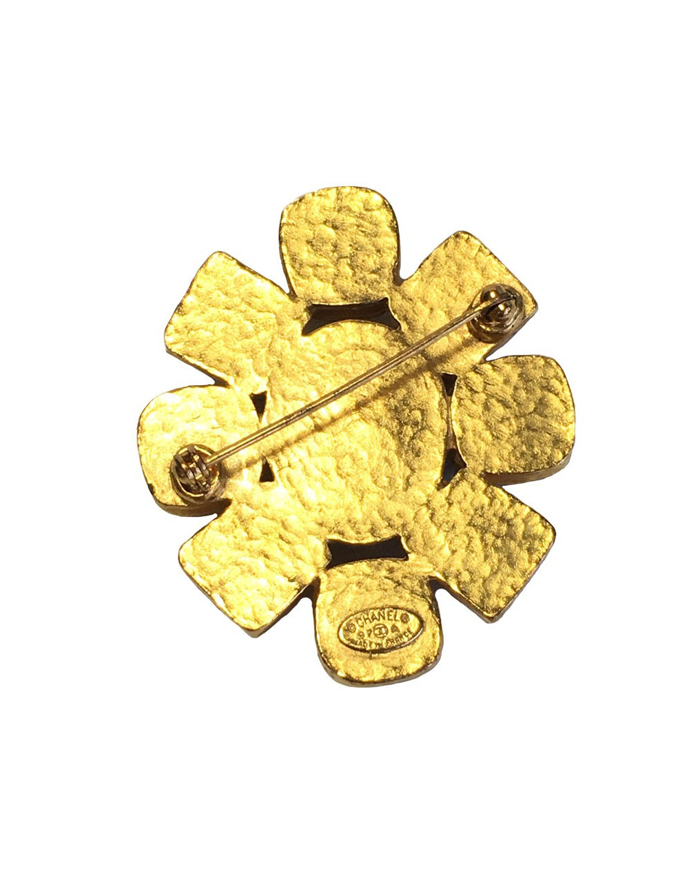 Broche CHANEL vintage en métal doré et argenté