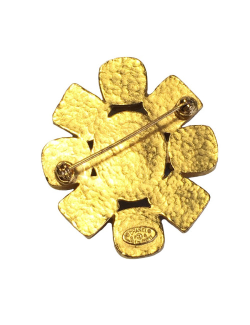 Broche CHANEL vintage en métal doré et argenté