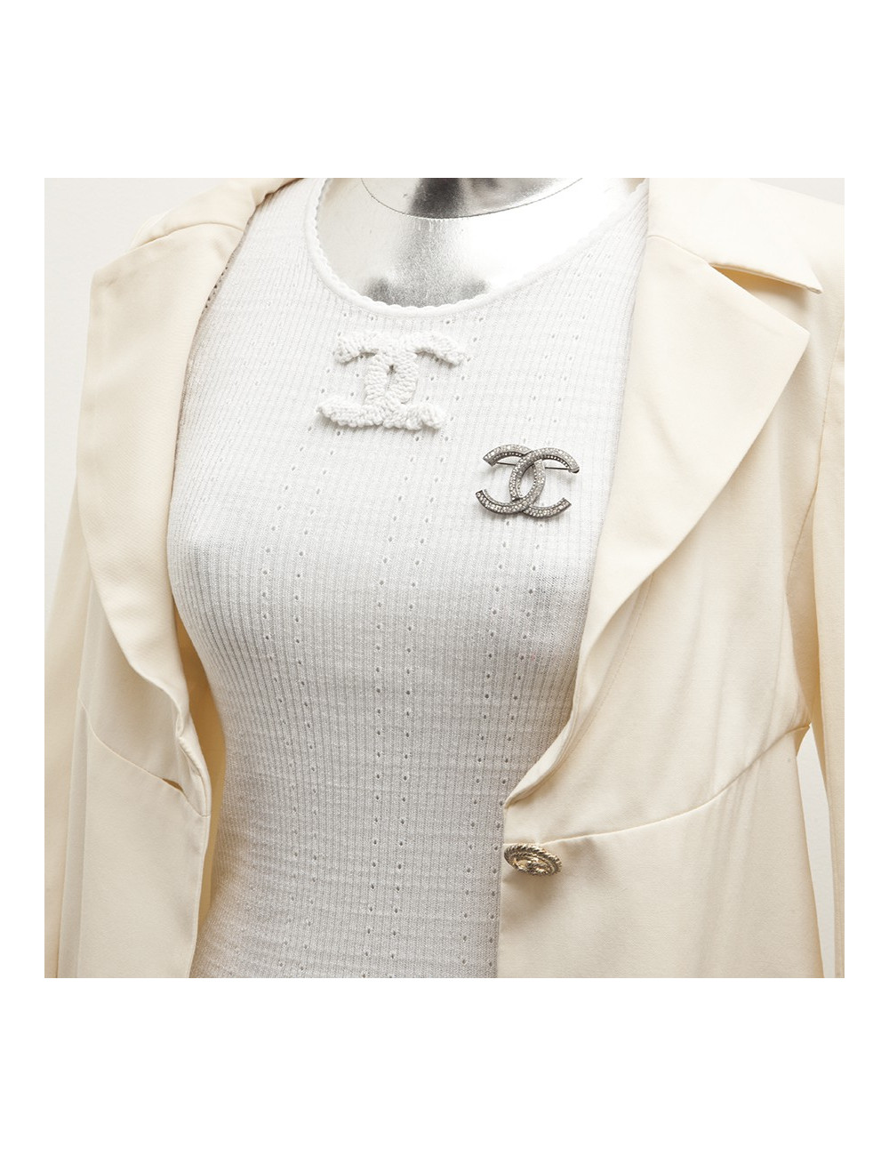 Broche Double C CHANEL strass