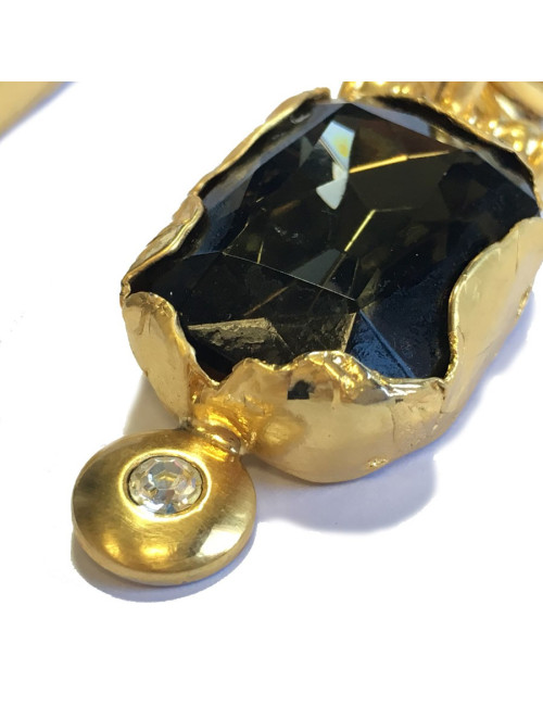 GIANFRANCO FERRE Vintage clip-on earrings in gilded metal, faceted stone and brilliant