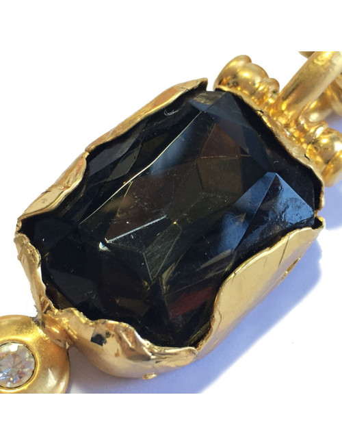 GIANFRANCO FERRE Vintage clip-on earrings in gilded metal, faceted stone and brilliant