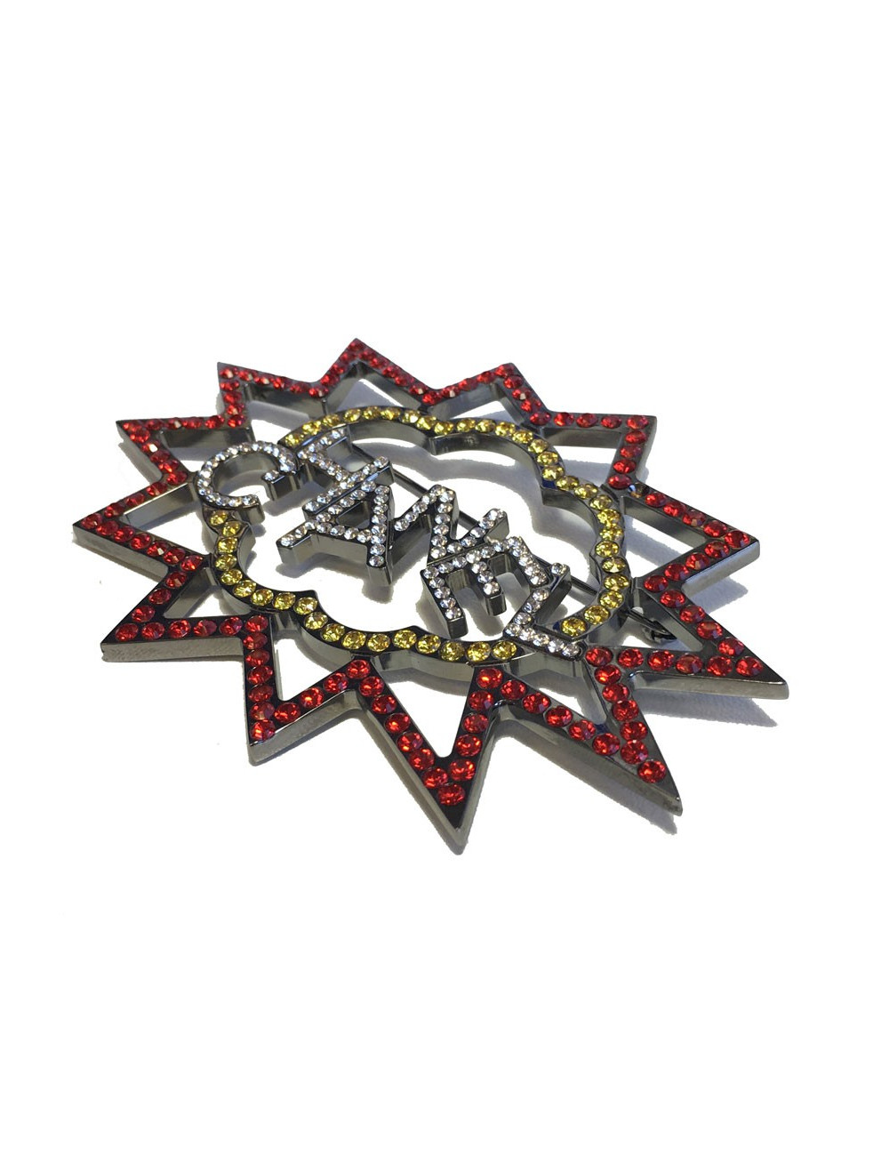 CHANEL brooch in ruthenium and colored rhinestones