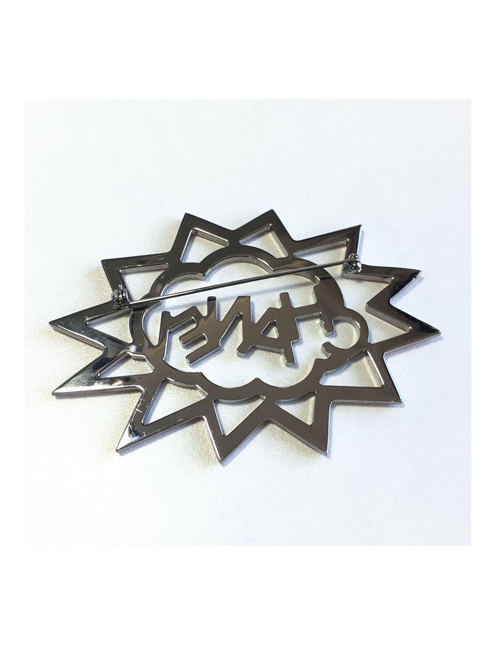 CHANEL brooch in ruthenium and colored rhinestones